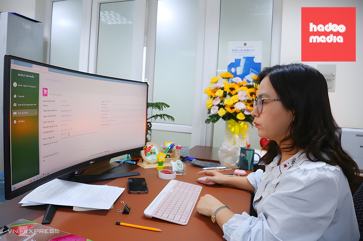 Cán bộ Thi hành án dân sự TP HCM thao tác trên phần mềm. Ảnh: Phạm Dự