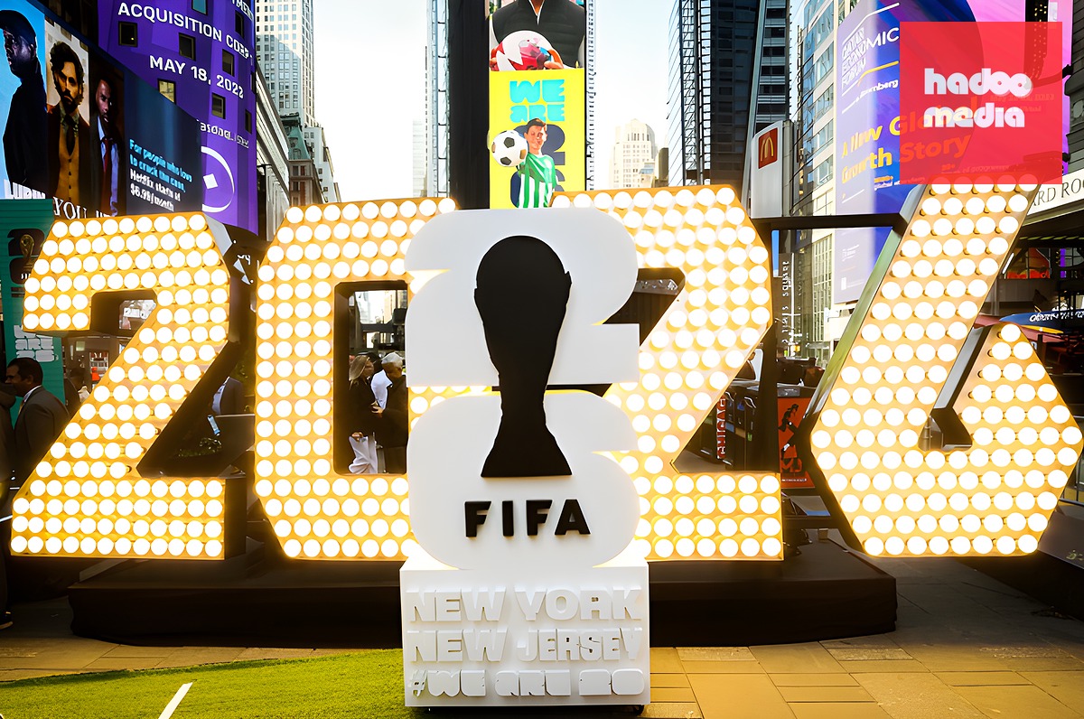 Logo FIFA World Cup 2026 tại New Yorrk (Mỹ) tháng 5/2023. Ảnh: Reuters