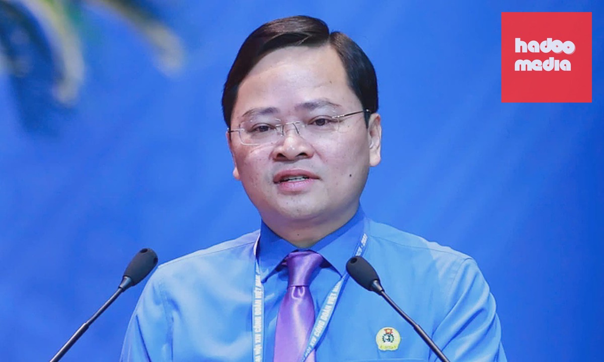 Ông Nguyễn Anh Tuấn tại Đại hội Công đoàn lần thứ 14 diễn ra tại Hà Nội. Ảnh: Hoàng Phong