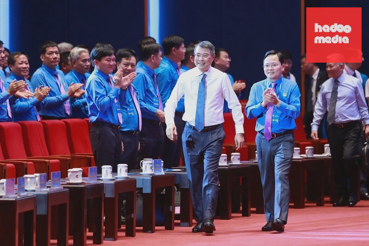 Thủ tướng Lê Minh Hưng đến dự và chủ trì Chương trình trao đổi, thảo luận với đại biểu dự Đại hội XIV Công đoàn Việt Nam. Ảnh: VGP