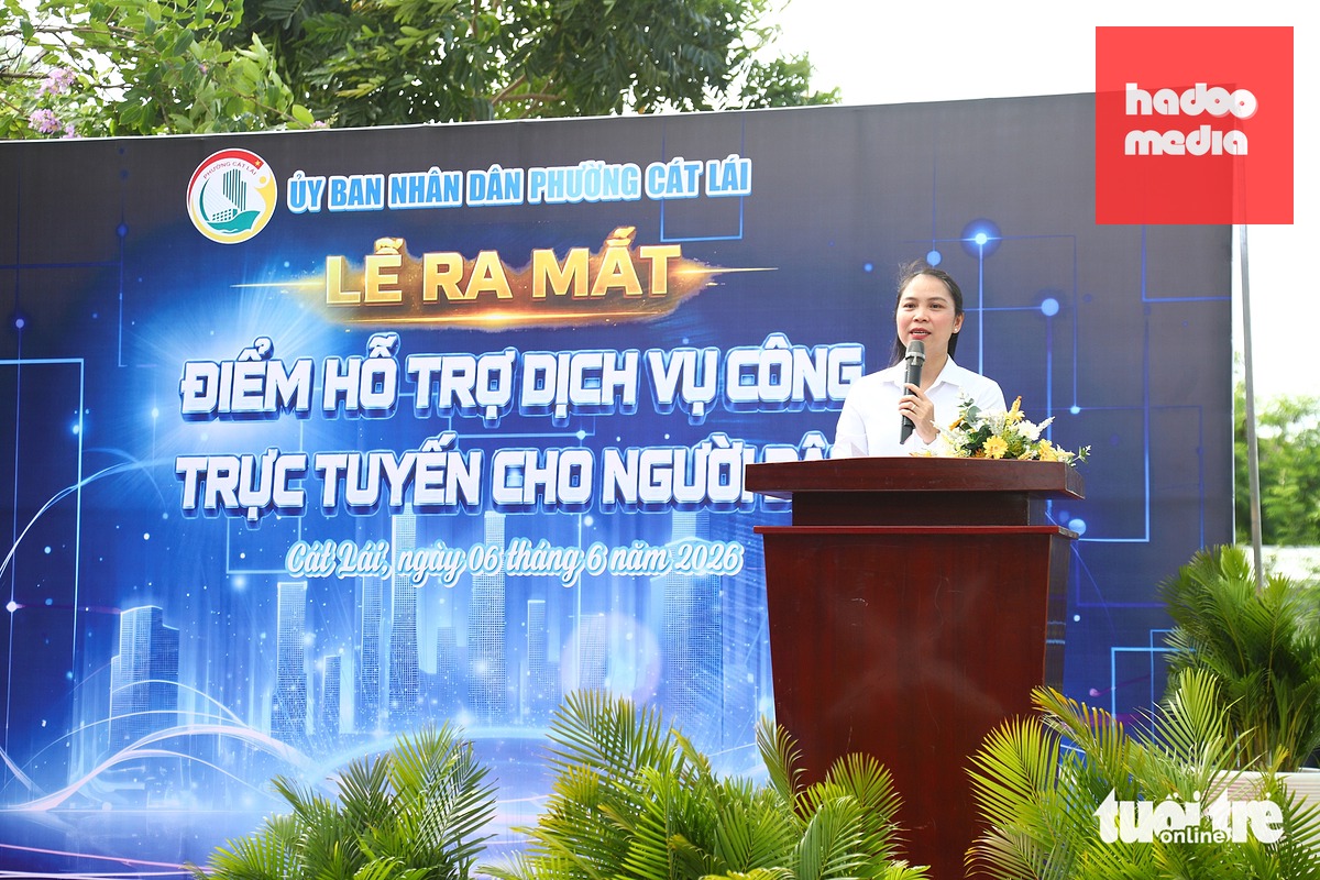Bà Nguyễn Thị Hiếu Hạnh - Ủy viên Ban Thường vụ Đảng ủy, Phó chủ tịch UBND phường Cát Lái (TP.HCM) - định hướng, chỉ đạo tại lễ ra mắt