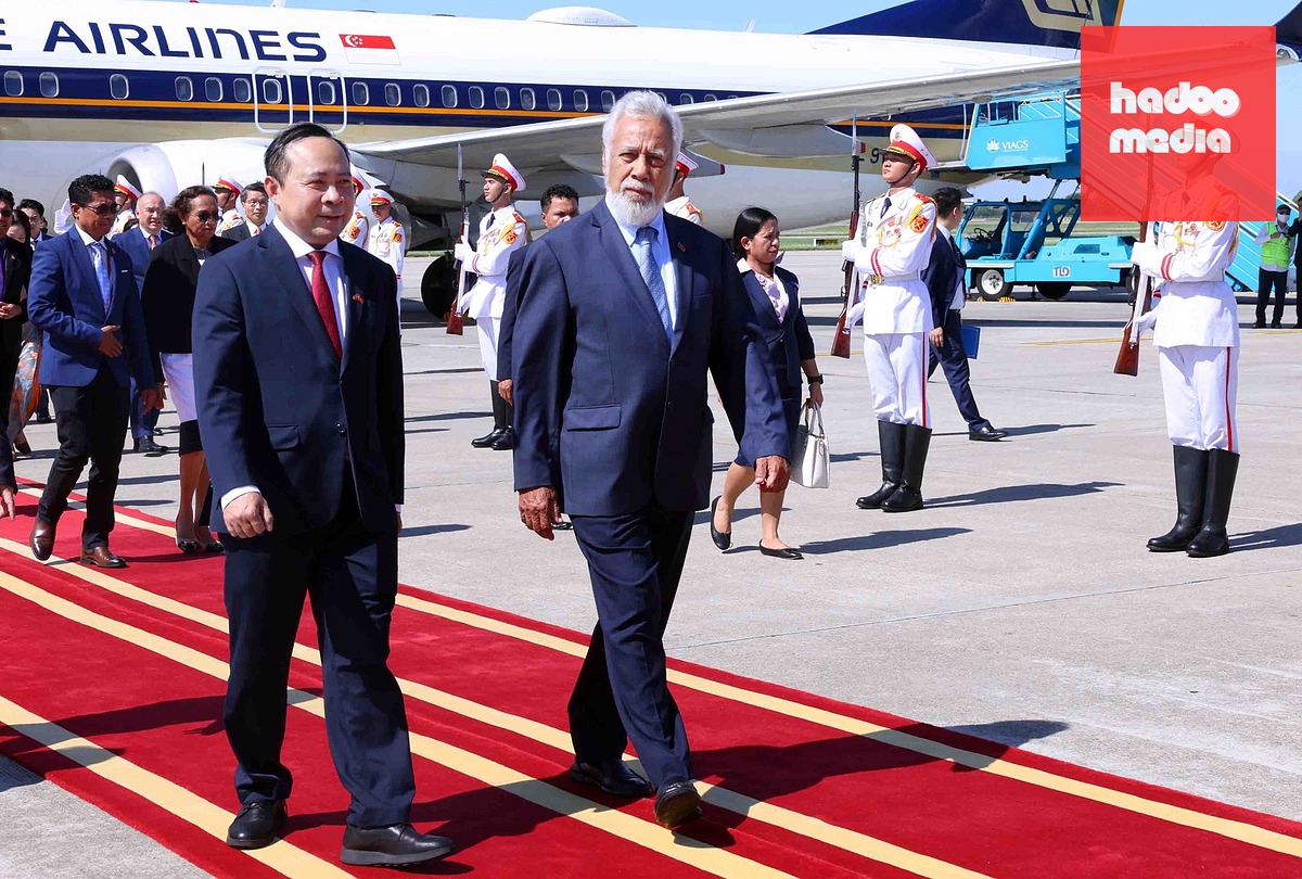 Thủ tướng Timor-Leste Kay Rala Xanana Gusmão tại sân bay Nội Bài chiều 7-6 - Ảnh: TTXVN
