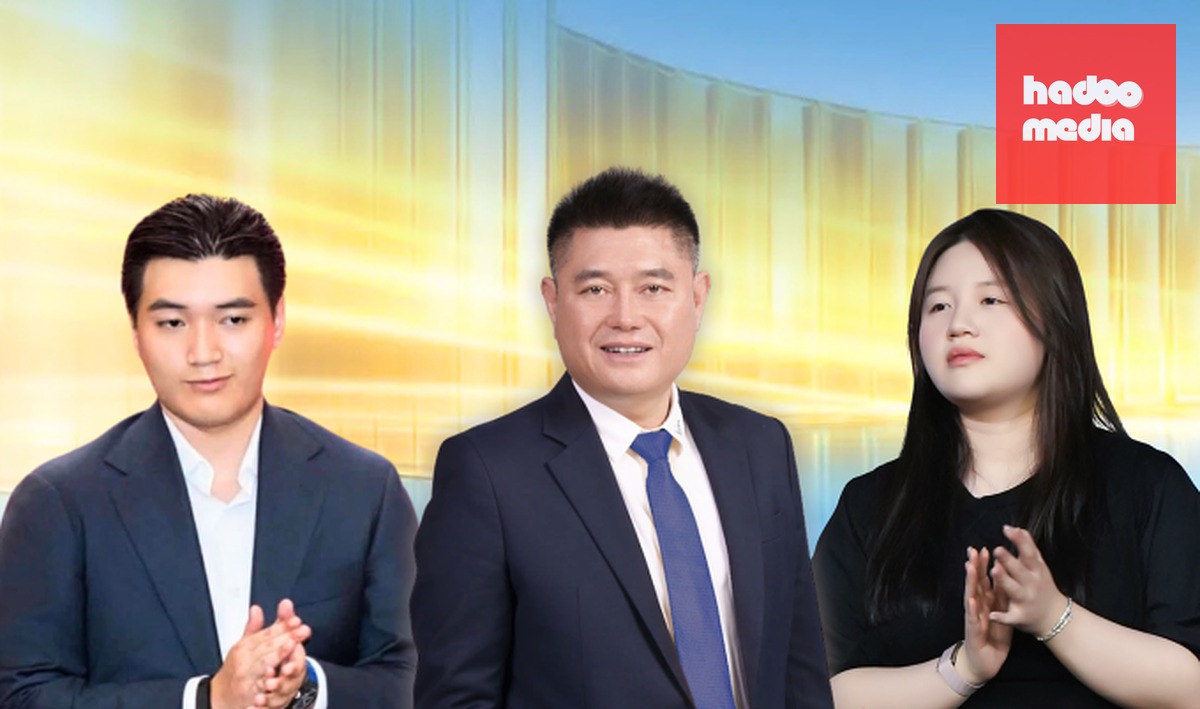 Ông Nguyễn Đức Thụy (ở giữa) và hai con. Ảnh: Phương Đông