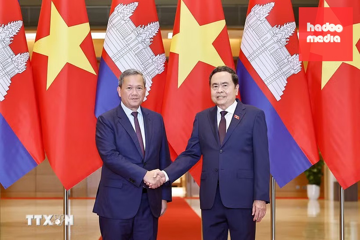 Chủ tịch Quốc hội Trần Thanh Mẫn hội kiến Thủ tướng Campuchia Hun Manet thăm chính thức Việt Nam và tham dự Diễn đàn Tương lai ASEAN lần thứ ba - Ảnh: TTXVN