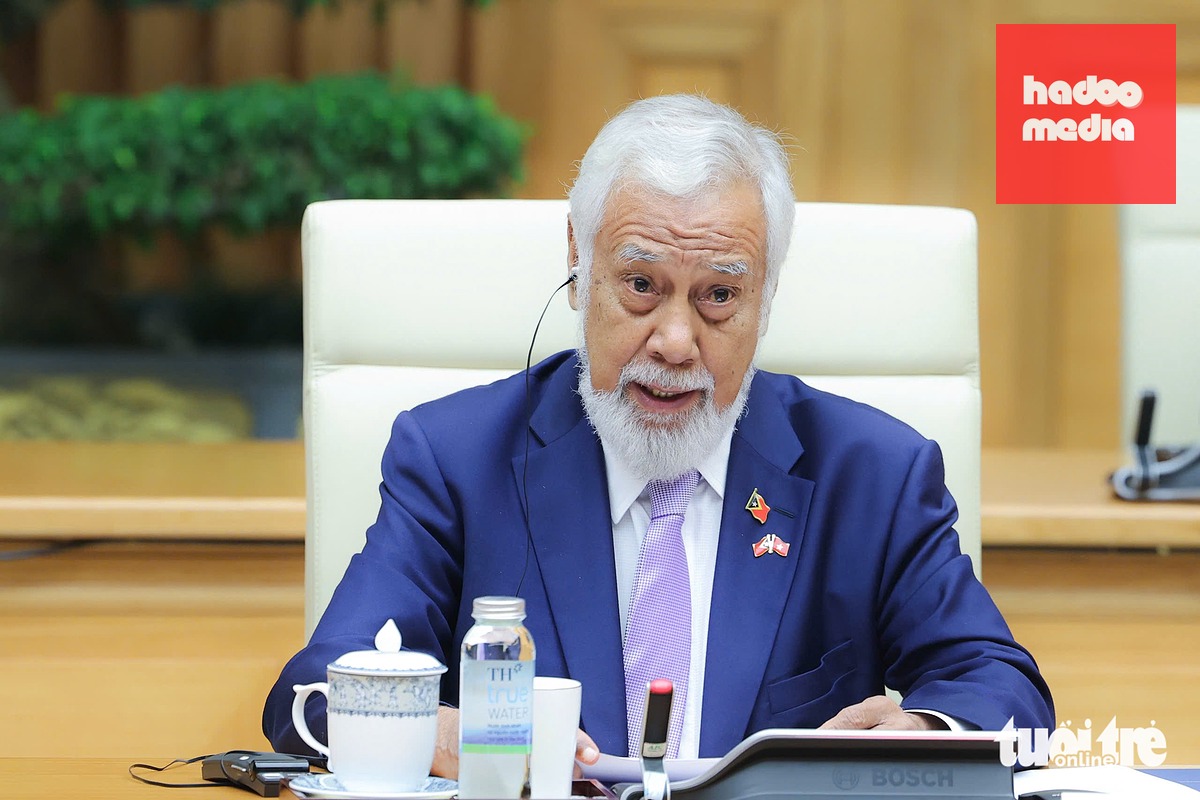 Thủ tướng Timor-Leste Kay Rala Xanana Gusmão phát biểu tại hội đàm - Ảnh: NGUYỄN KHÁNH