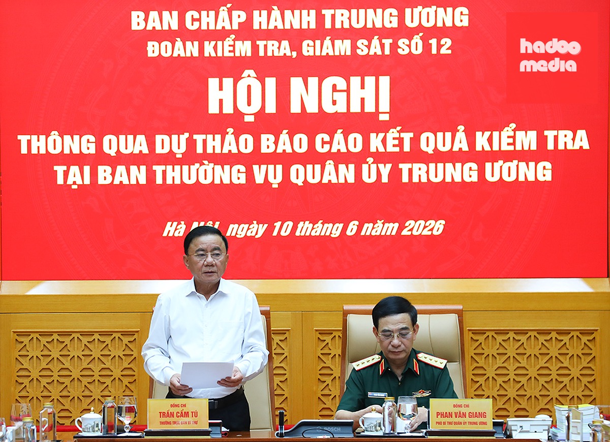 Thường trực Ban Bí thư Trần Cẩm Tú phát biểu tại hội nghị - Ảnh: Bộ Quốc phòng