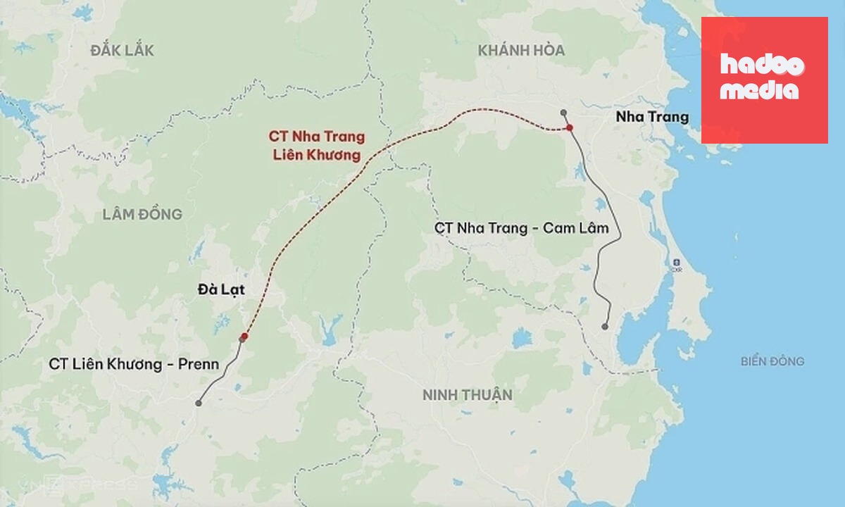 Hướng tuyến cao tốc nối Nha Trang - Đà Lạt. Đồ họa: Đăng Hiếu