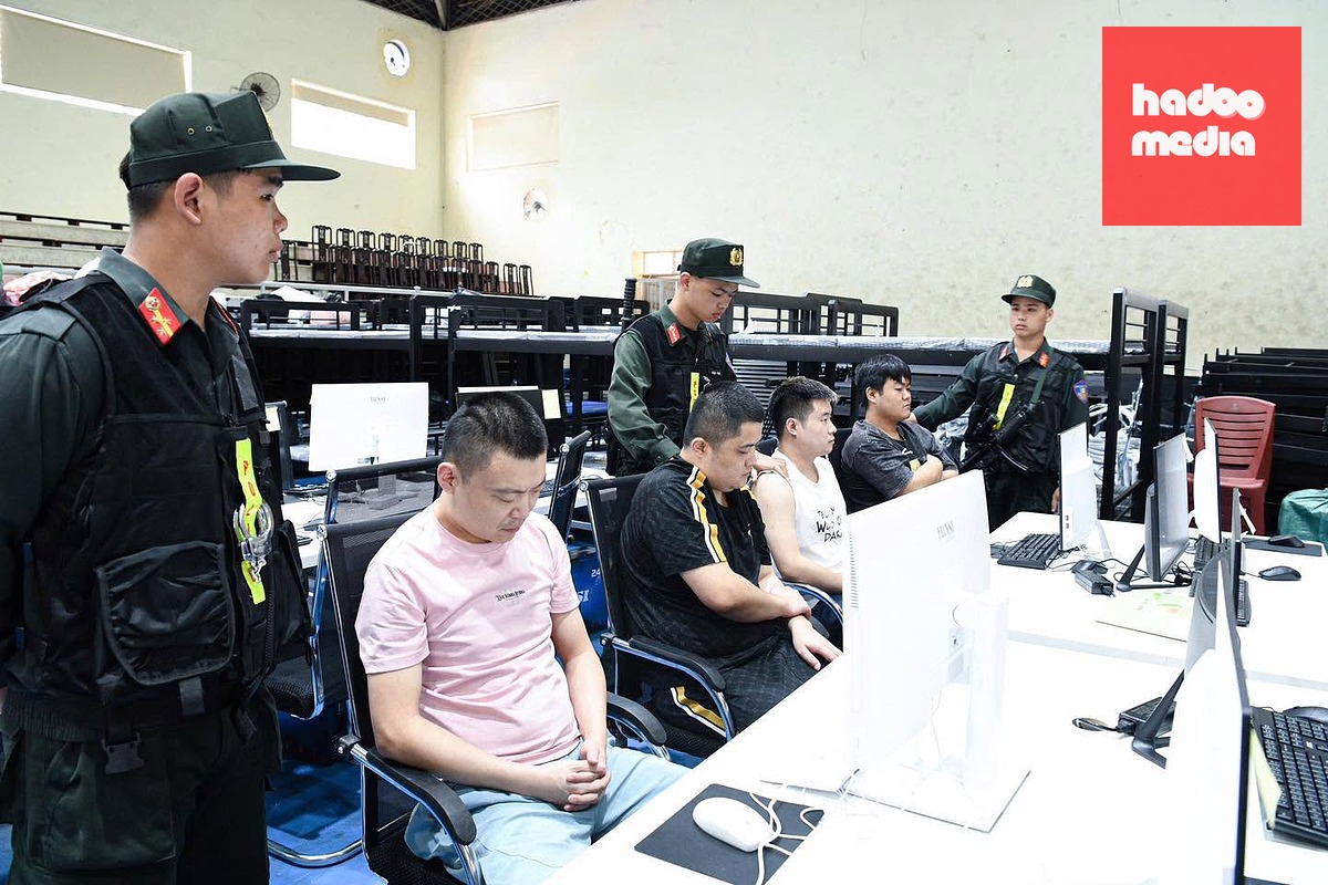 Các trường hợp bị bắt giữ trong đường dây lừa đảo xuyên quốc gia - Ảnh: Công an tỉnh Phú Thọ
