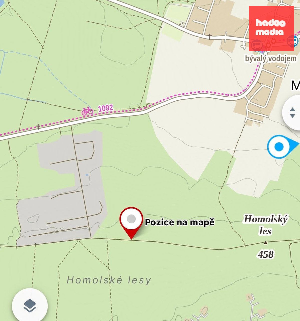 Pozice na mapě je místem, kde svědci potkali nahého muže
