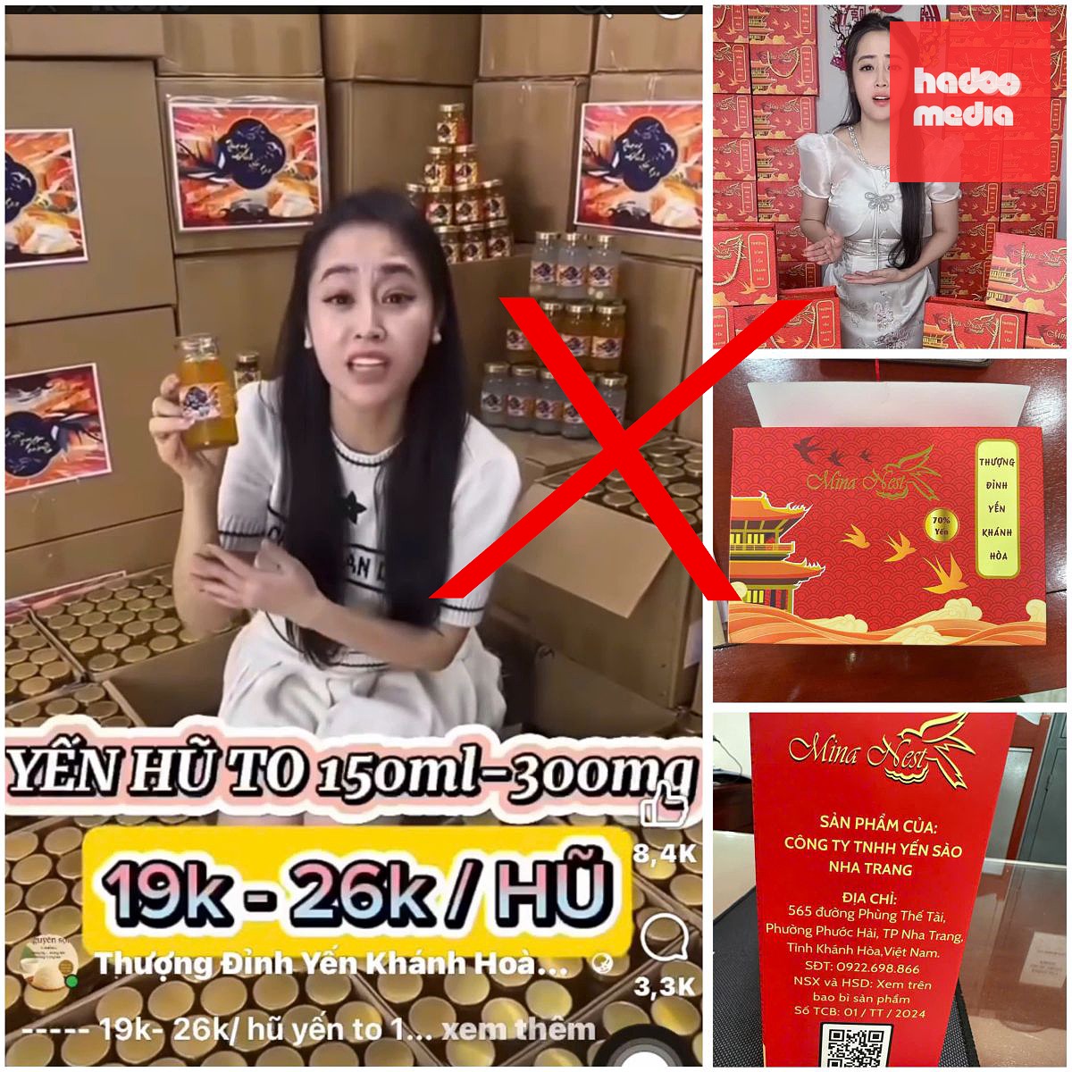 Vũ Thùy Trang livestream giới thiệu, bán sản phẩm trên mạng xã hội - Ảnh: Công an tỉnh Thanh Hóa cung cấp