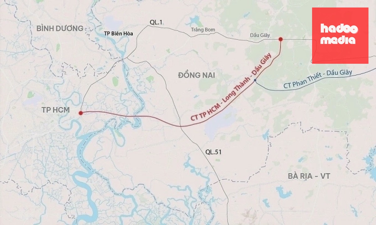 Hướng tuyến cao tốc TP HCM - Long Thành - Dầu Giây. Đồ họa: Đăng Hiếu