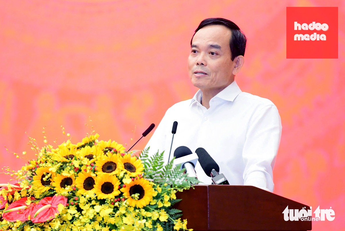 Bí thư Thành ủy TP.HCM Trần Lưu Quang phát biểu tại buổi làm việc của Thủ tướng với thành phố - Ảnh: QUANG ĐỊNH