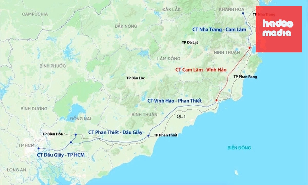 Hướng tuyến cao tốc Vĩnh Hảo - Phan Thiết. Đồ họa: Đăng Hiếu
