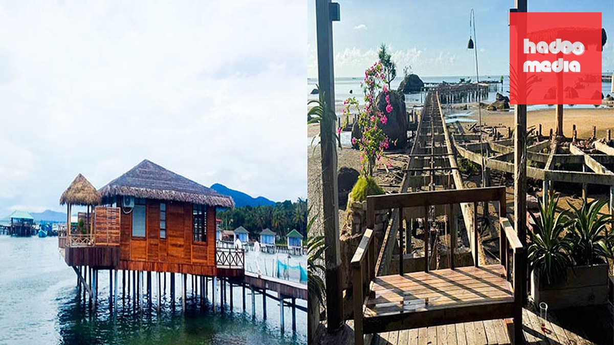 Các bungalow ở Hàm Ninh khi chưa bị cưỡng chế, tháo dỡ (ảnh trái). Ngày 15-6 địa phương đến tiến hành cưỡng chế tháo dỡ các trụ bê tông làm bungalow trái phép ở Hàm Ninh gây tác động trực tiếp đến Khu bảo tồn biển Phú Quốc (ảnh phải)