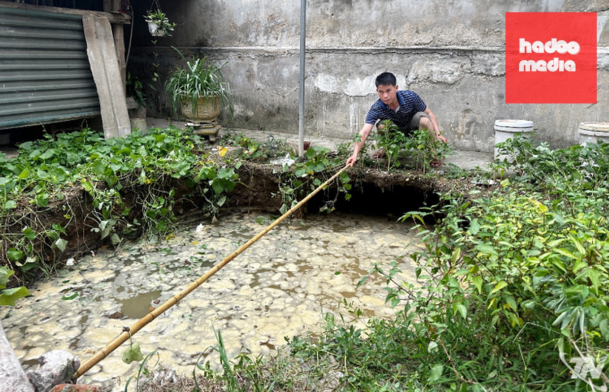 Hố sụt ở phường Linh Sơn. Ảnh: Báo Thái Nguyên