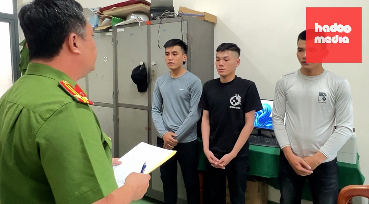 Ba bị can liên quan đến vụ án mạng ở quán bar Mợ Chảnh bị khởi tố để điều tra hành vi giết người - Ảnh: Công an Quảng Ngãi