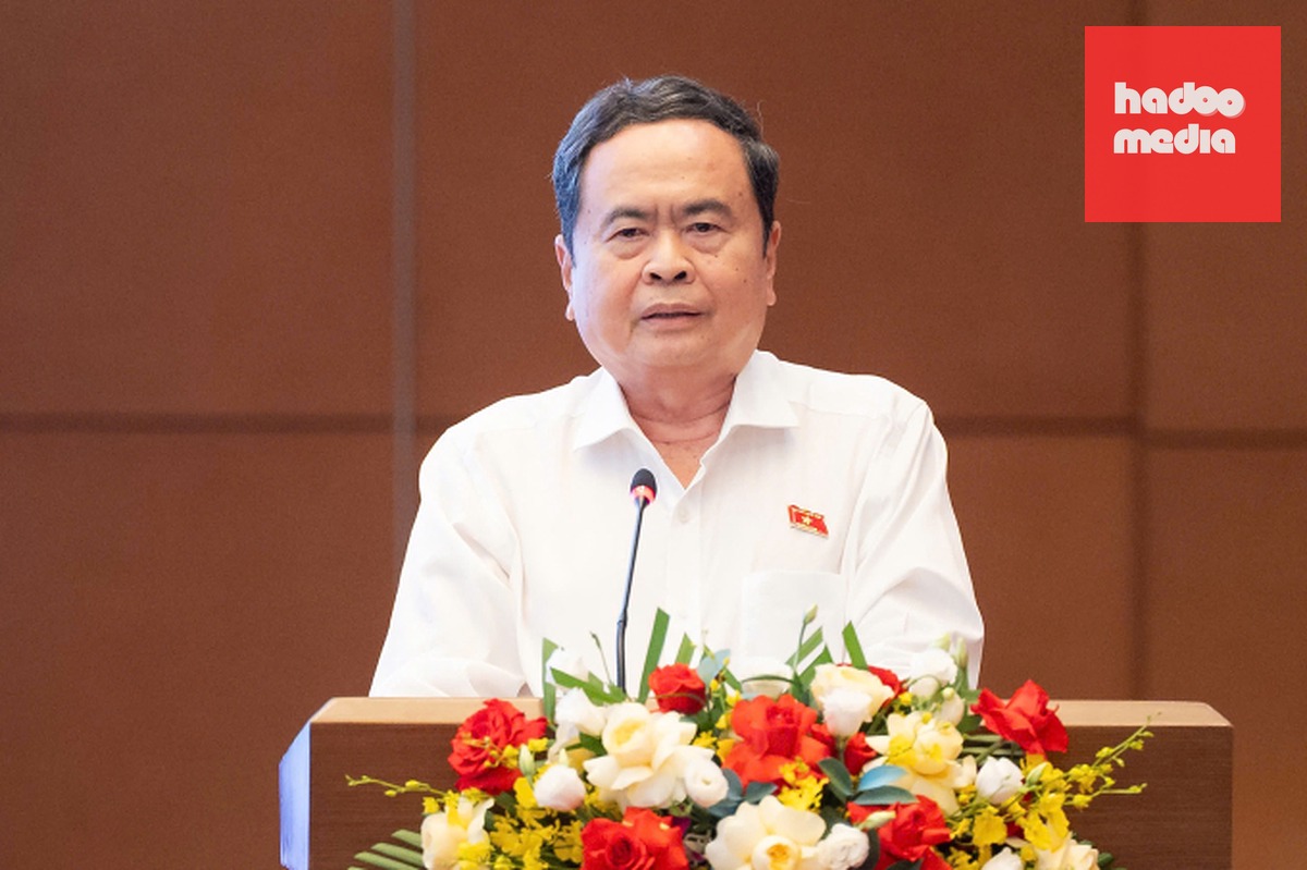 Chủ tịch Quốc hội Trần Thanh Mẫn phát biểu tại Hội nghị. Ảnh: Hoàng Phong