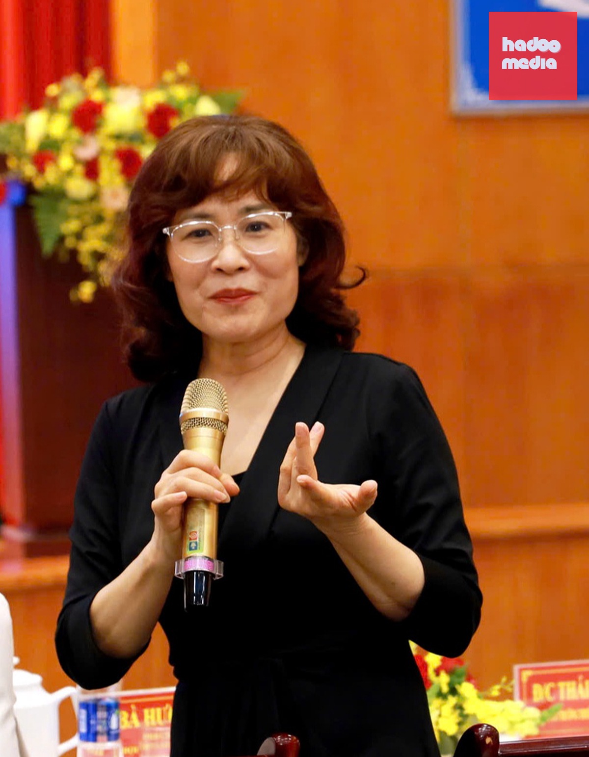Bà Vũ Thị Thu Hương, Phó chủ tịch Hiệp hội Doanh nghiệp đầu tư nước ngoài (FDI) phát biểu tại hội nghị - Ảnh: H.N