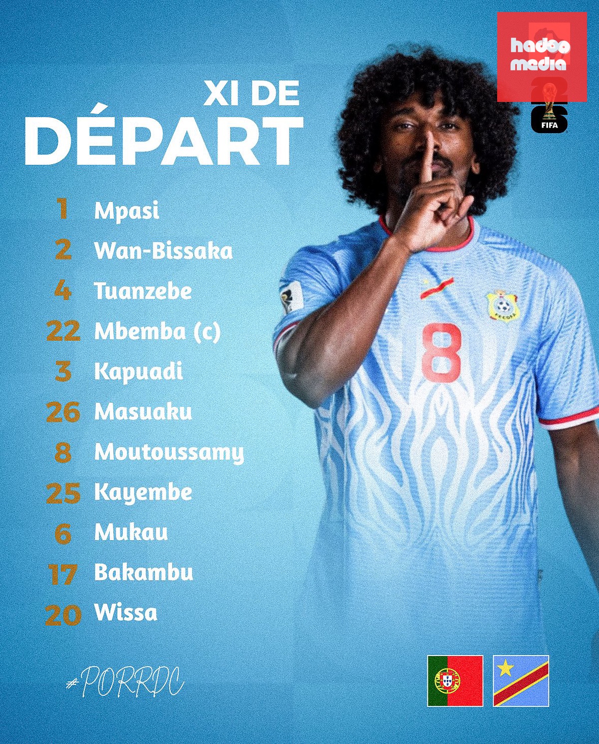 Đội hình ra sân tuyển Congo.