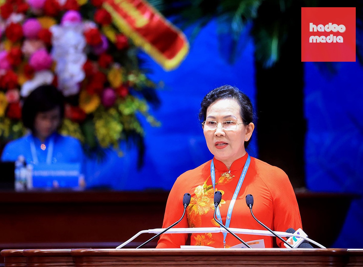 Chủ tịch Hội Liên hiệp Phụ nữ Việt Nam Lê Thị Thủy phát biểu khai mạc đại hội - Ảnh: BTC