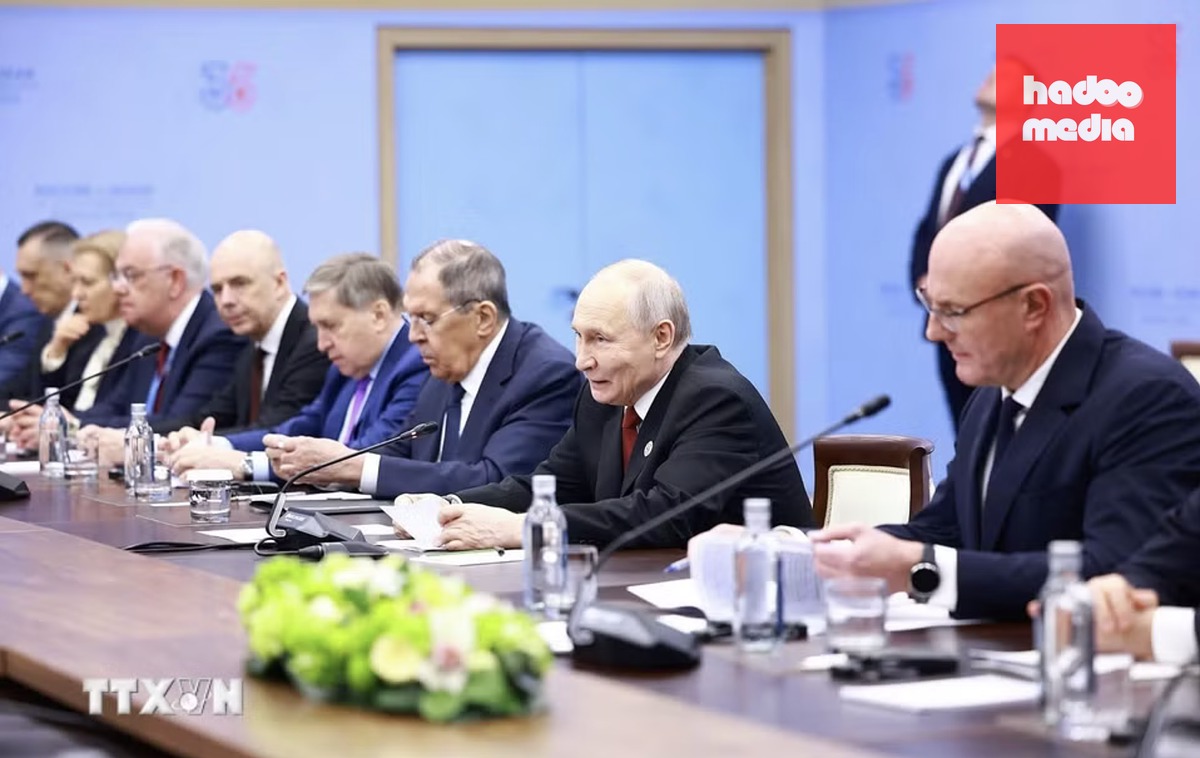 Tổng thống Nga Putin phát biểu tại cuộc gặp - Ảnh: TTXVN