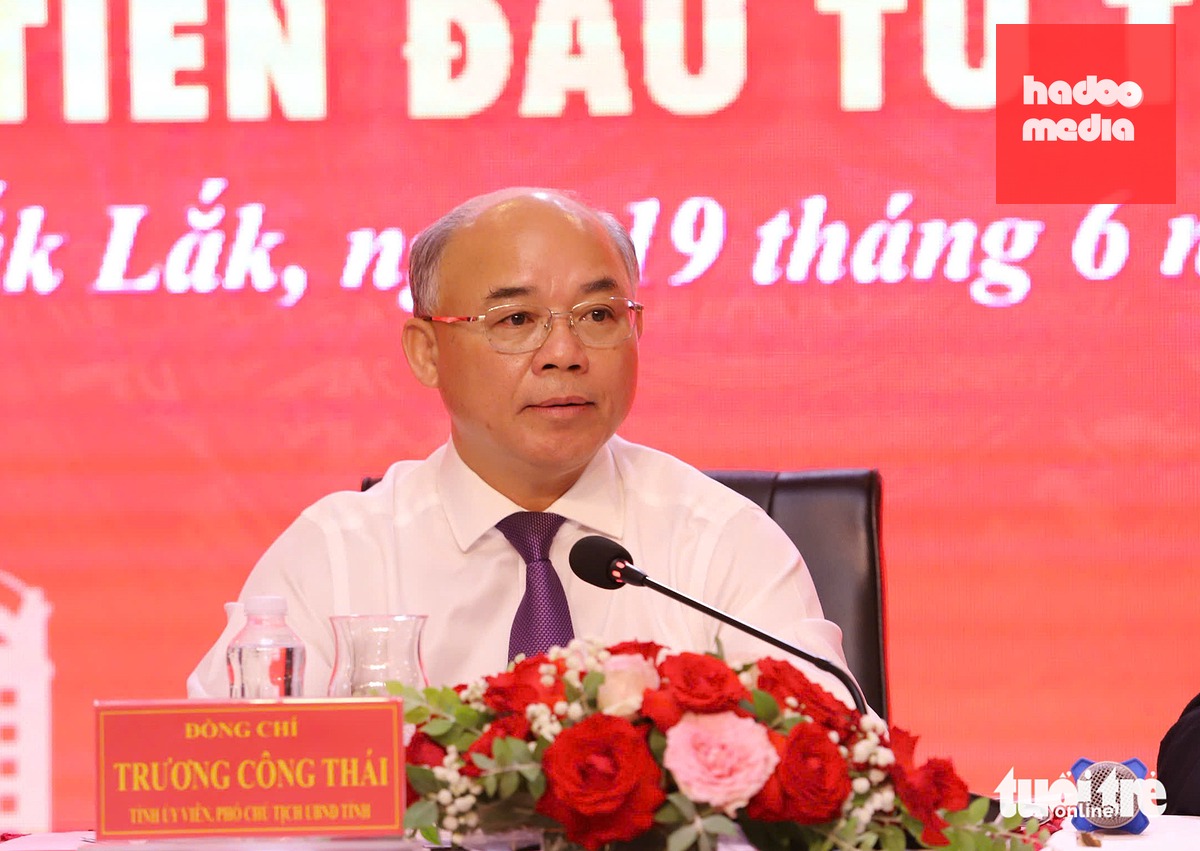 Ông Trương Công Thái - Phó chủ tịch UBND tỉnh Đắk Lắk - thông tin một số nội dung tại hội nghị công bố quy hoạch tỉnh - Ảnh: MINH PHƯƠNG