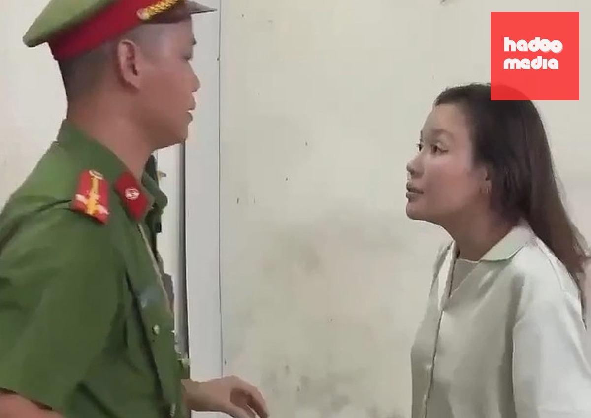 Mạc Thị Thùy Linh tấn công cán bộ công an. Ảnh: Công an tỉnh Thái Nguyên