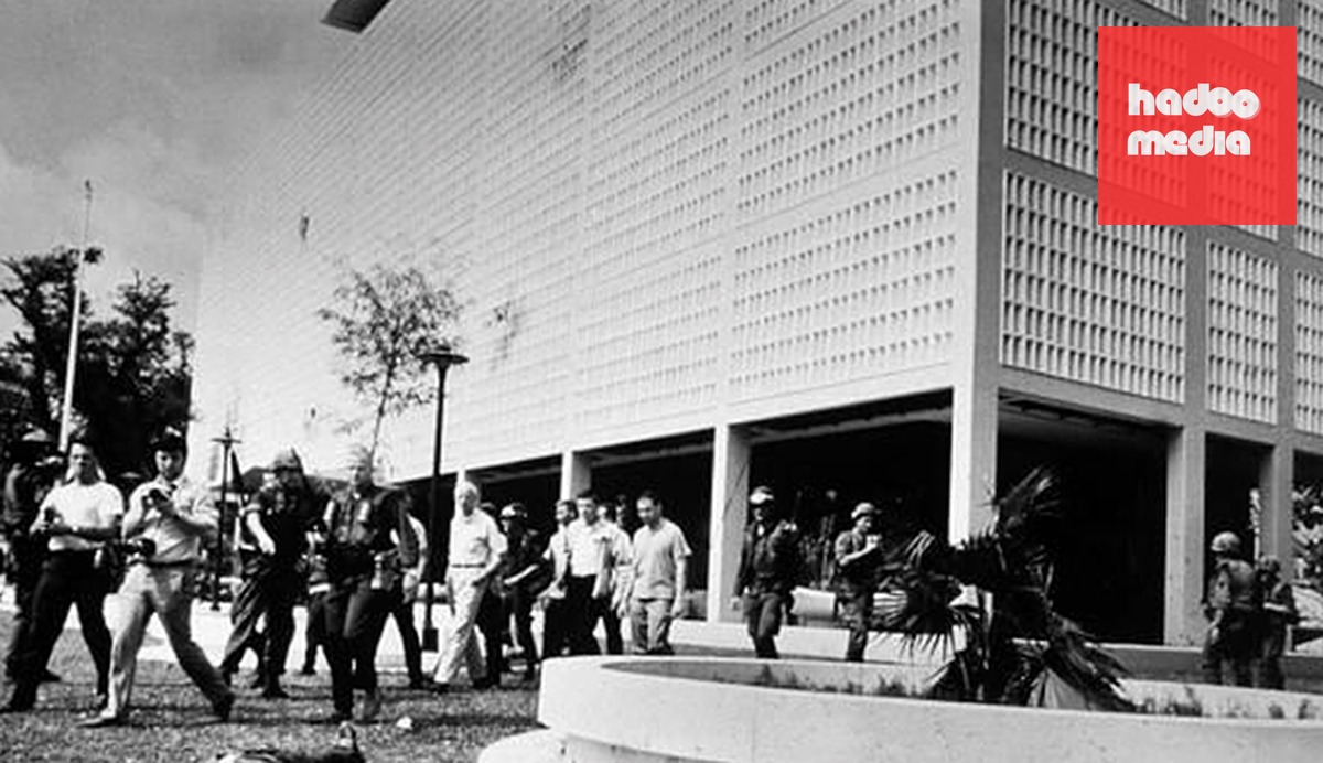 Bối cảnh trận đánh vào tòa Đại sứ Mỹ vào Tết Mậu Thân năm 1968, khiến 15 chiến sĩ biệt động Sài Gòn hy sinh. Ảnh: Tư liệu