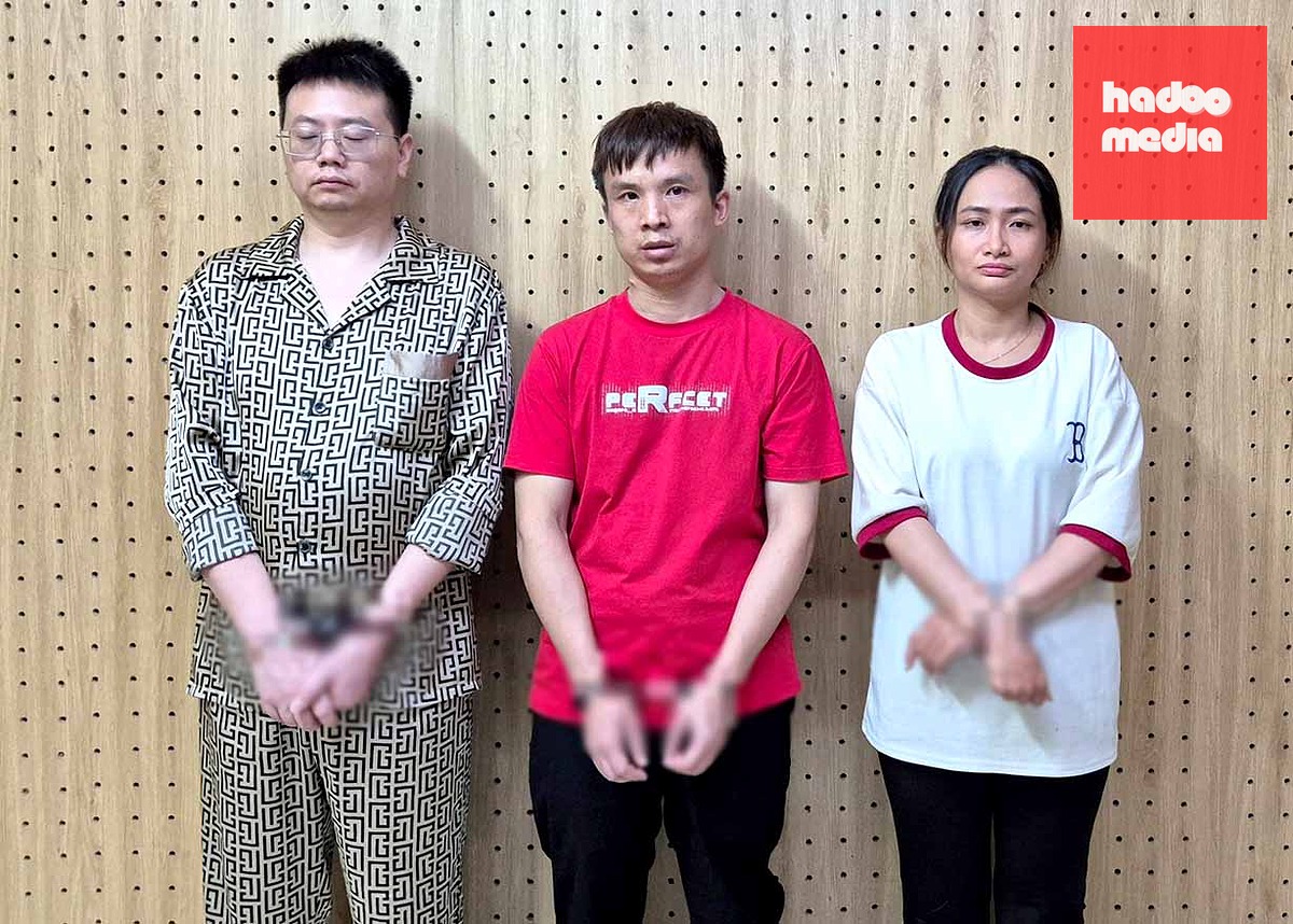 Từ trái sang: Fan HaiMing, Cao JiaLiang và Nguyễn Hồng Thảo Nhi bị bắt tạm giam - Ảnh: Công an TP.HCM