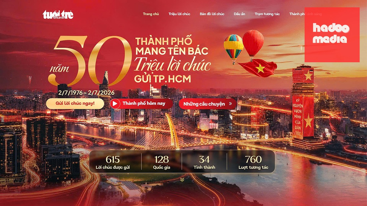 Giao diện chuyên trang đặc biệt "50 năm Thành phố mang tên Bác" - Ảnh: BTC