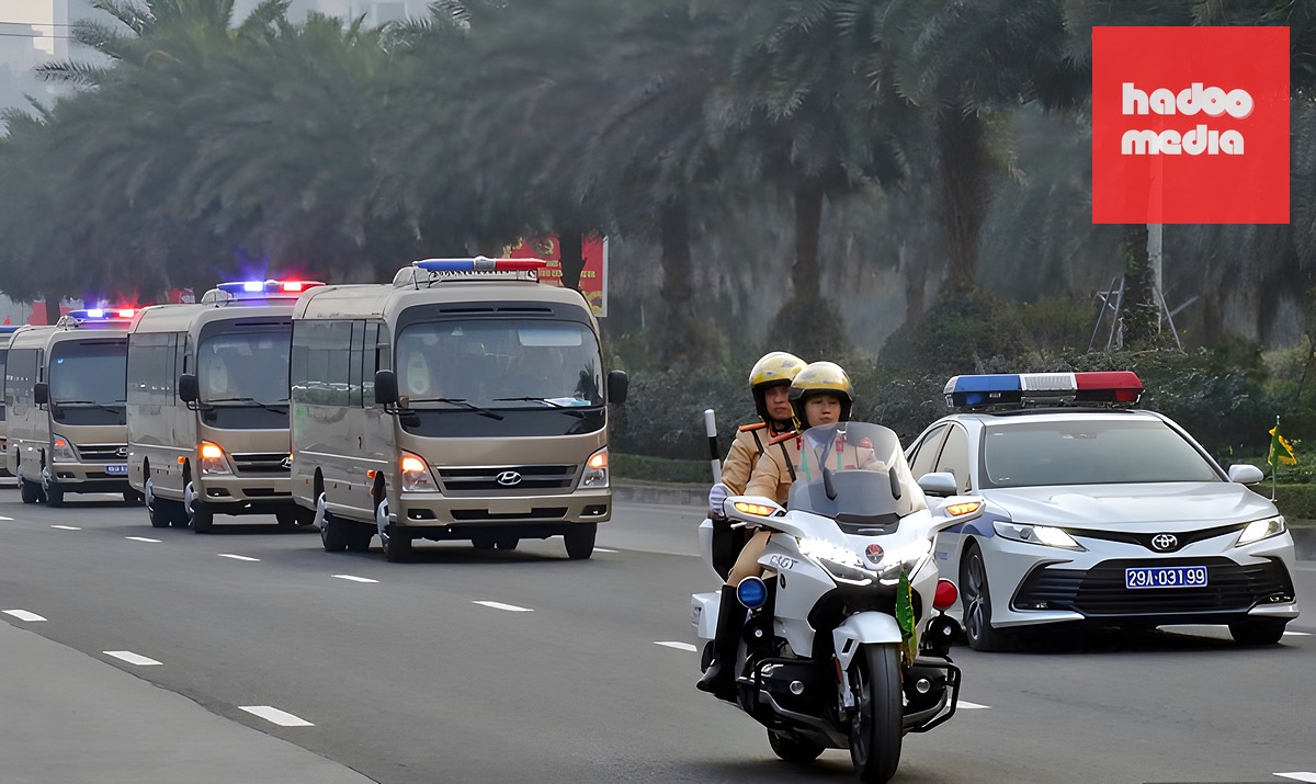 Dàn xe đặc chủng tham gia diễn tập dẫn đoàn đại biểu dự Đại hội XIV của Đảng, hồi tháng 1/2026. Ảnh: Thế Tiến