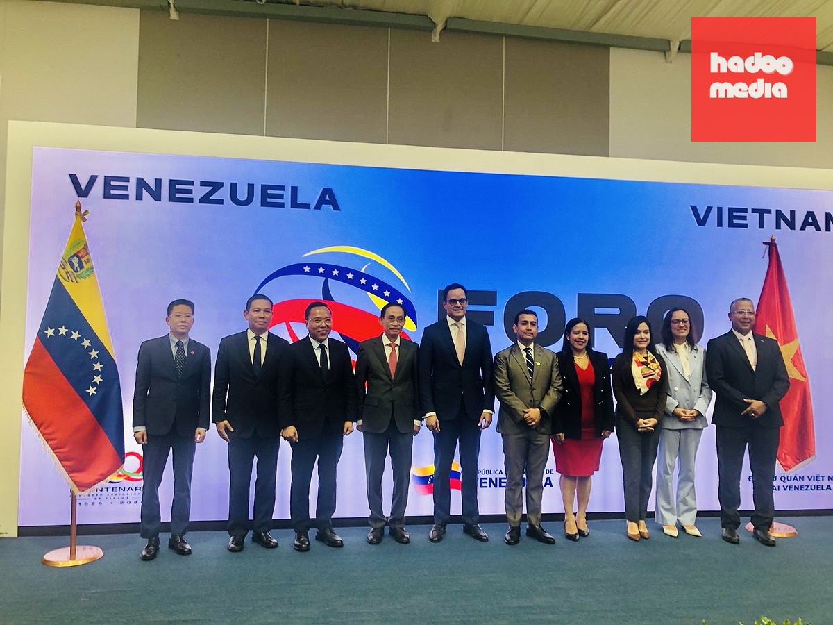 Bộ trưởng Ngoại giao Lê Hoài Trung tại Diễn đàn Doanh nghiệp Việt Nam - Venezuela - Ảnh: Bộ Ngoại giao