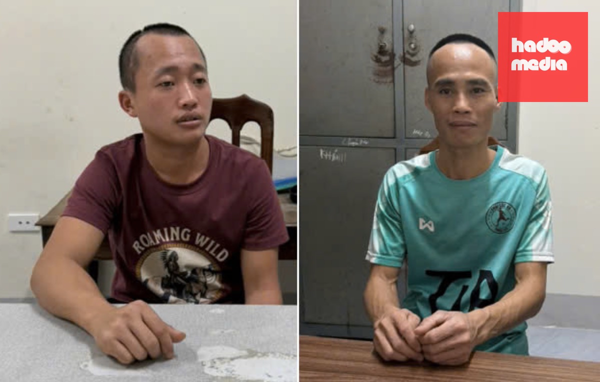 Hai bị can Ánh và Đại tại cơ quan công an - Ảnh: Công an tỉnh Nghệ An