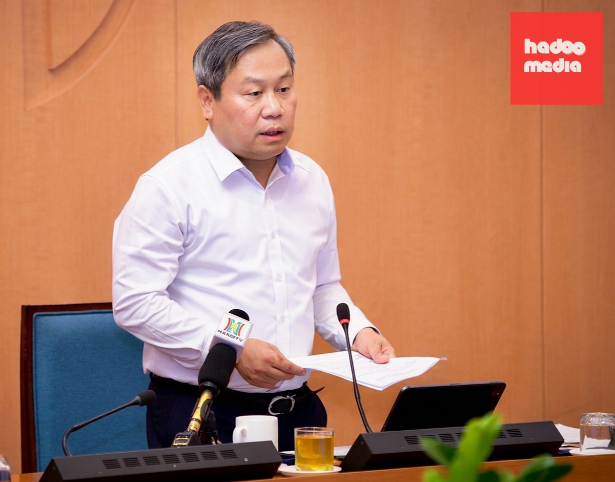 Chủ tịch Hà Nội Vũ Đại Thắng phát biểu - Ảnh: VIẾT THÀNH