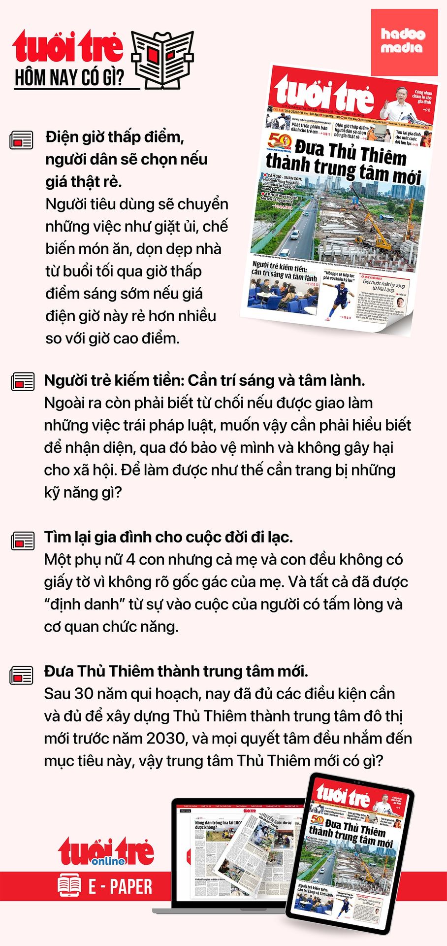 Tin tức chính trên Tuổi Trẻ nhật báo hôm nay 28-6. Để đọc Tuổi Trẻ báo in phiên bản E-paper, mời bạn đăng ký Tuổi Trẻ Sao TẠI ĐÂY