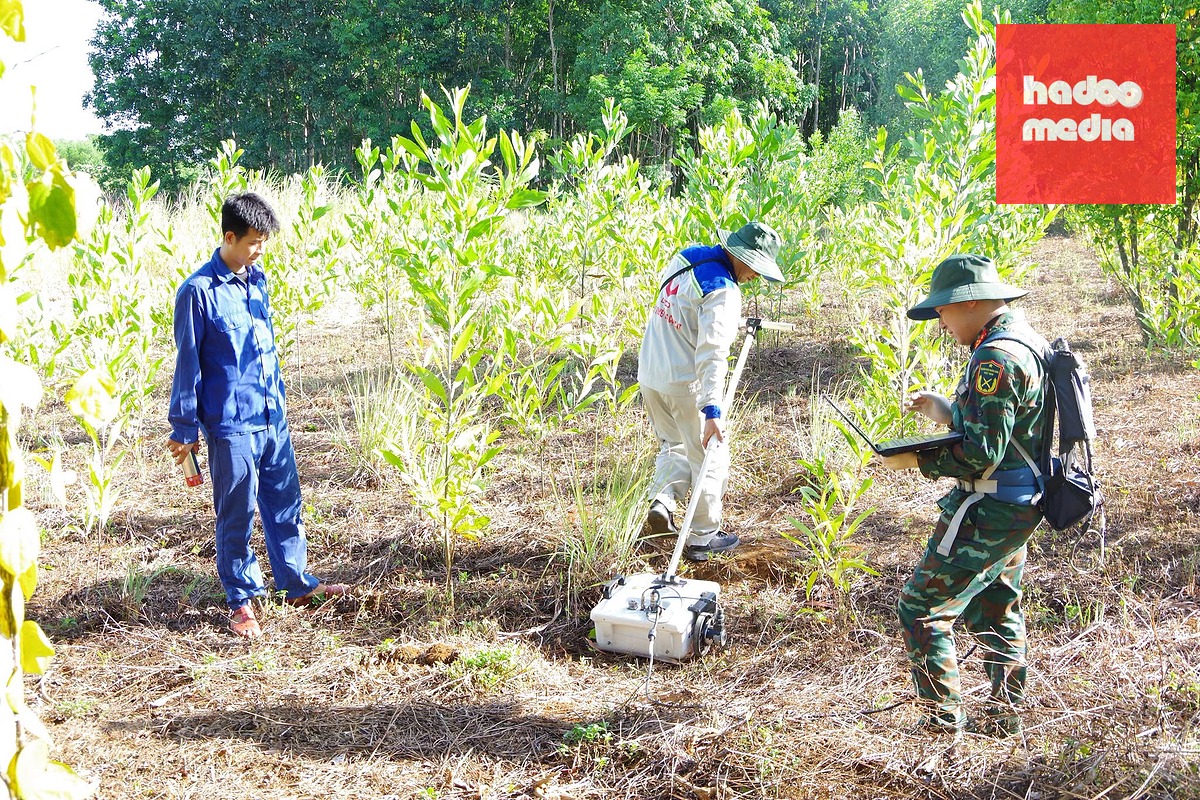 Sư đoàn 968 phối hợp sử dụng ra đa tìm hài cốt liệt sĩ - Ảnh: THANH HẢI