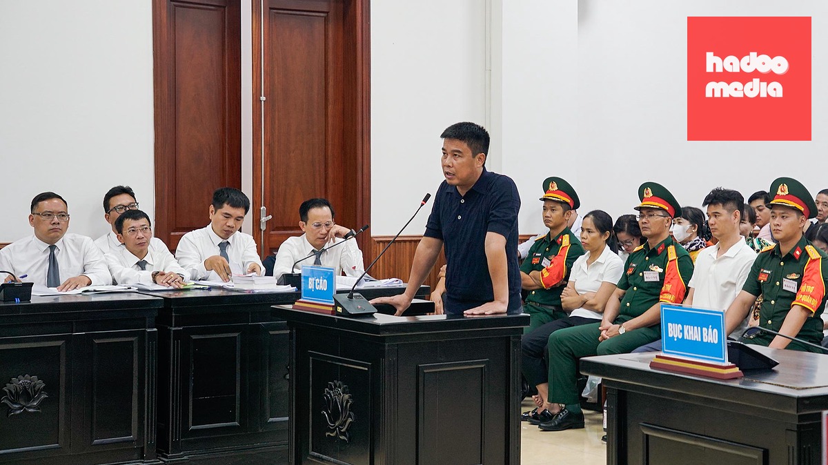 Cựu Chủ tịch Tập đoàn Phúc Sơn Nguyễn Văn Hậu (Hậu "Pháo") tại phiên tòa ngày 29-6 - Ảnh: GIANG LONG