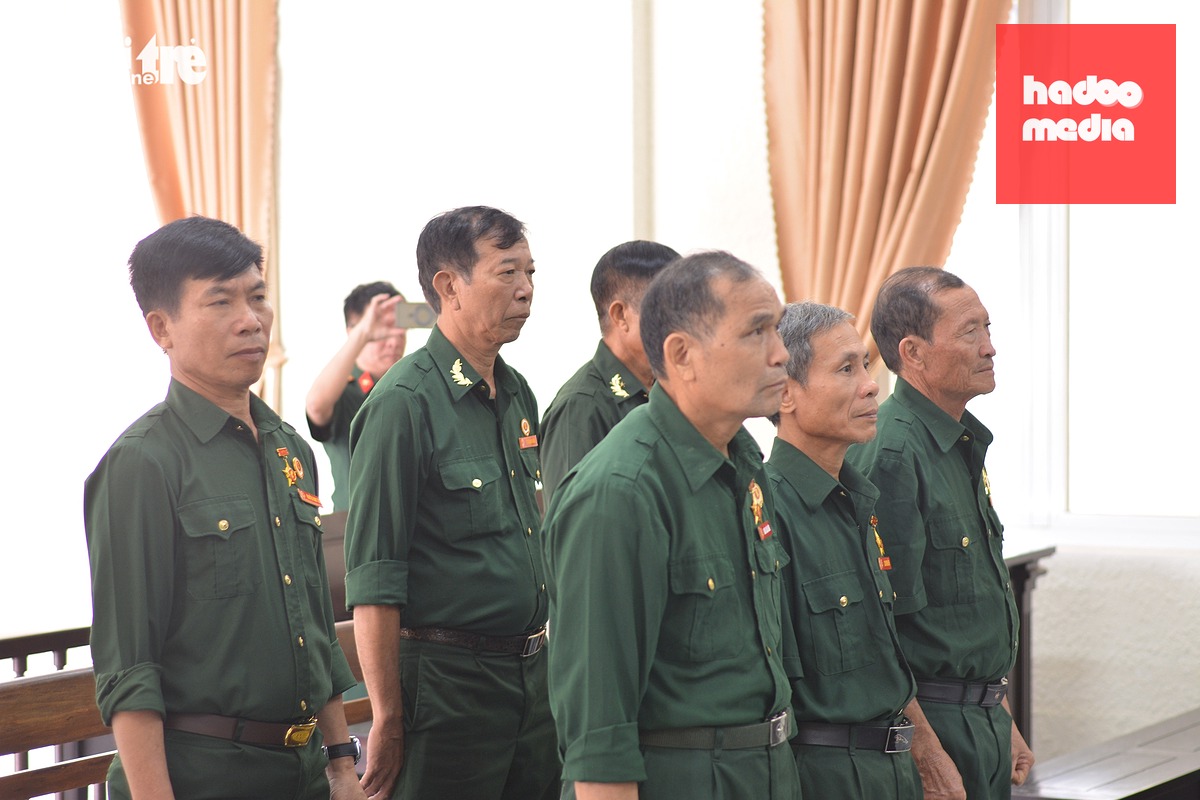 Các bị cáo là những cựu chiến binh kêu oan tại phiên tòa phúc thẩm lần 3 - Ảnh: ĐỨC TRONG
