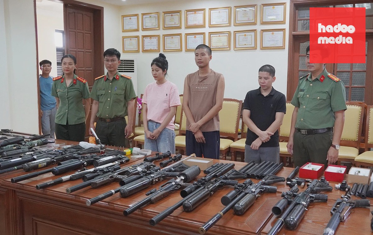 Từ phải qua Lại Văn Hưng, Đào Huy Đức và Đào Thị Lan Anh. Ảnh: Công an tỉnh Quảng Trị