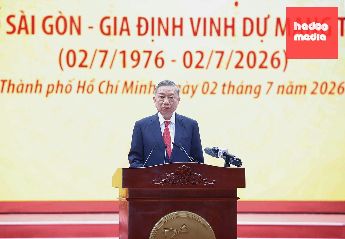 Tổng Bí thư, Chủ tịch nước Tô Lâm phát biểu tại lễ kỷ niệm 50 năm Ngày thành phố Sài Gòn - Gia Định vinh dự mang tên Chủ tịch Hồ Chí Minh - Ảnh: TTXVN