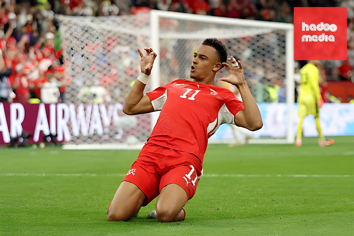 Dan Ndoye nhân đôi cách biệt cho Thụy Sĩ ngay khi hiệp 2 vừa bắt đầu. Ảnh: Getty Images.
