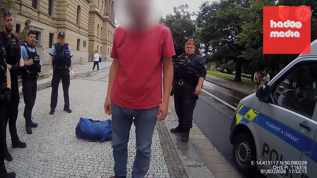 Muž kladivem poškodil sochy u Rudolfina v Praze