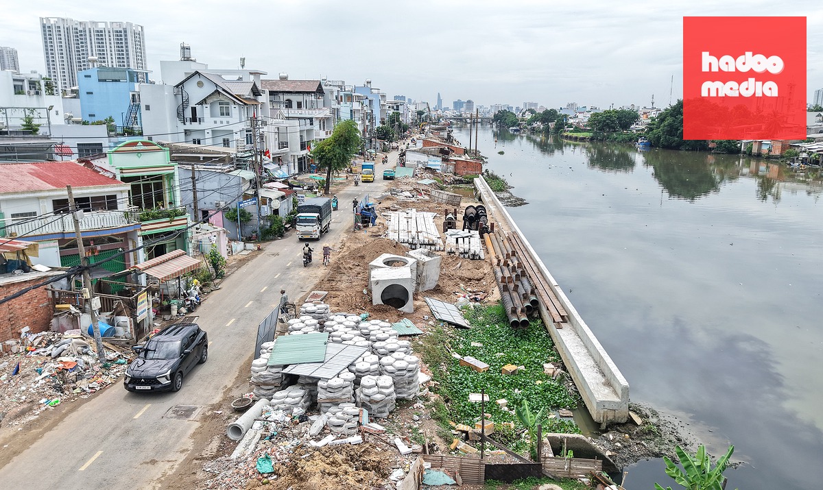 Hiện trạng thi công dự án trên đường Nguyễn Duy, đoạn từ cầu Hiệp Ân 2 đến cầu Chánh Hưng