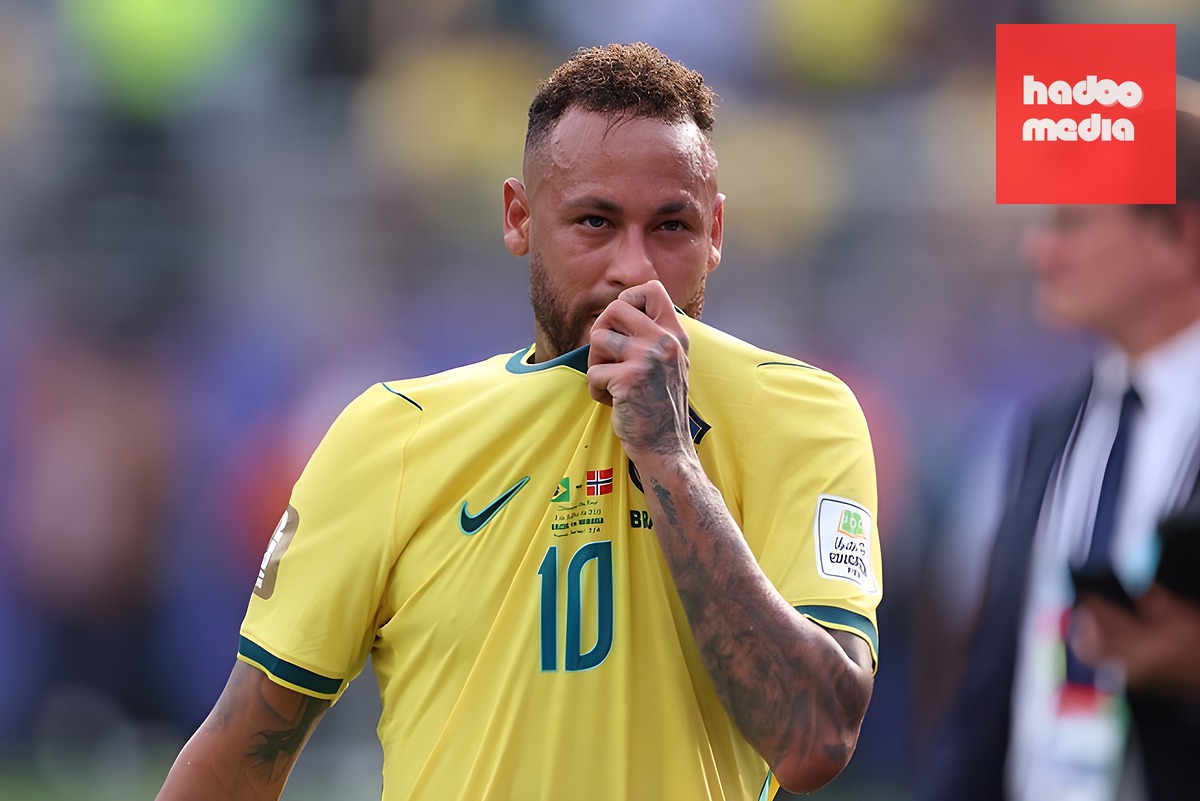 Neymar rơi lệ sau trận đấu. Ảnh: Sky Sports.