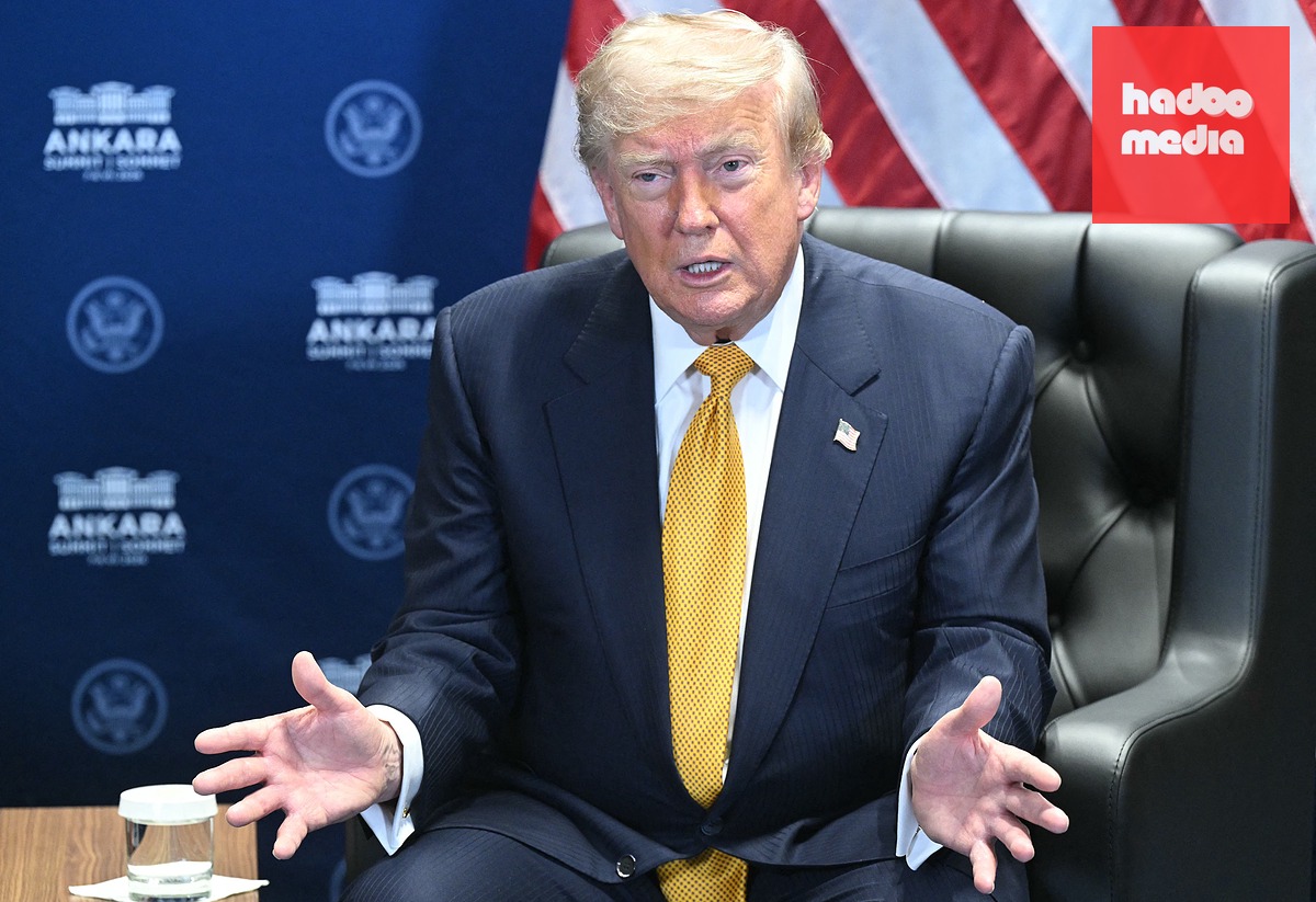 Ông Trump phát biểu trước thềm Thượng đỉnh NATO ngày 8-7 - Ảnh: AFP
