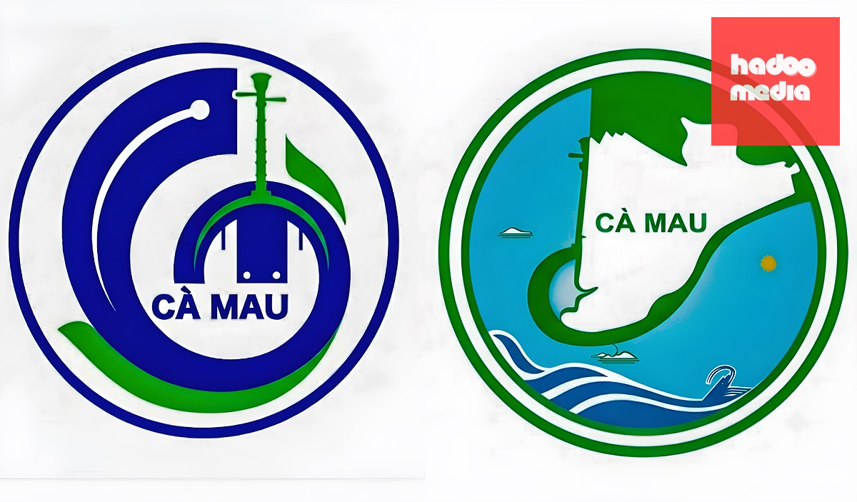 Logo được trao giải nhất (bên trái) và logo biểu trưng của tỉnh Cà Mau mới dựa trên ý tưởng của các tác giả - Ảnh: UBND tỉnh Cà Mau
