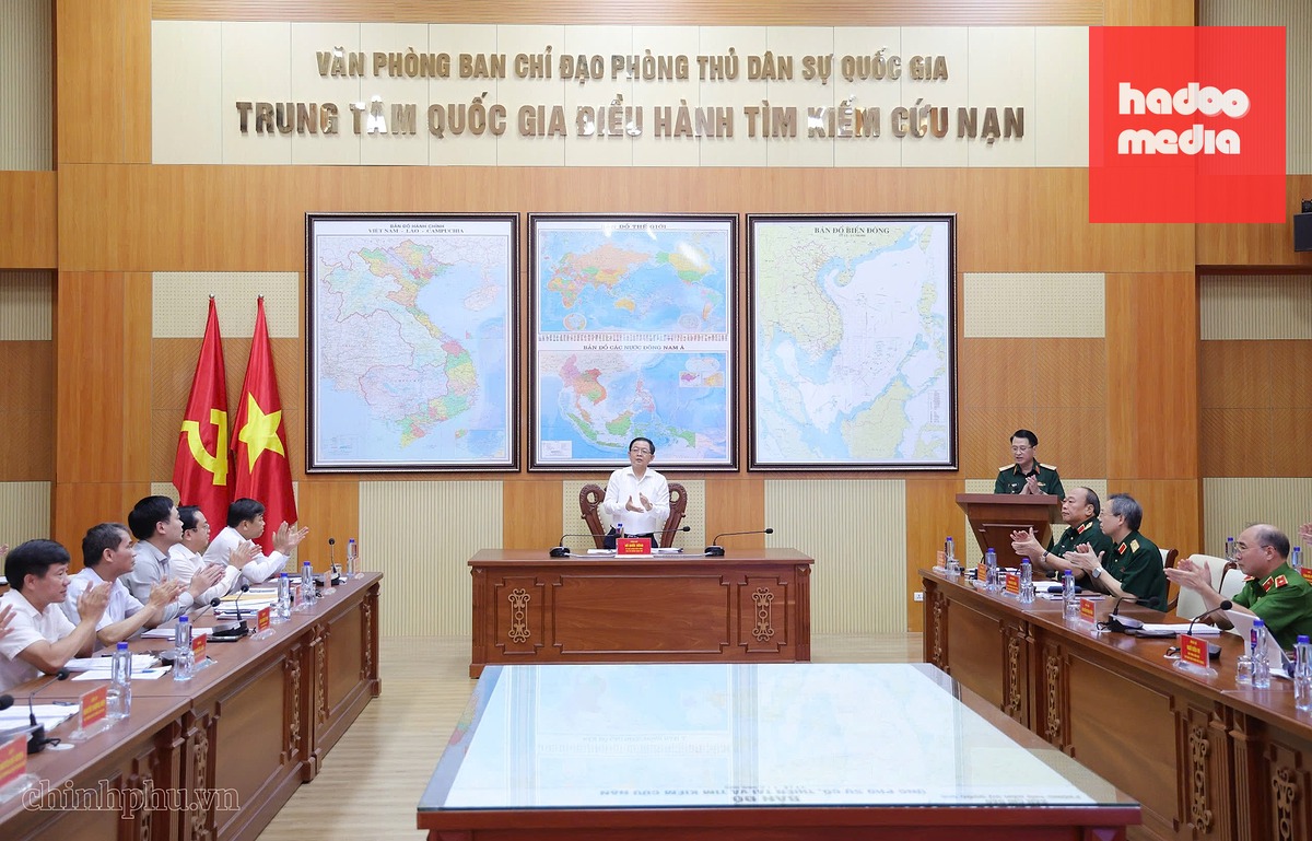 Phó thủ tướng Hồ Quốc Dũng làm việc về công tác phòng chống, khắc phục hậu quả thiên tai năm 2026 - Ảnh: VGP/Gia Huy
