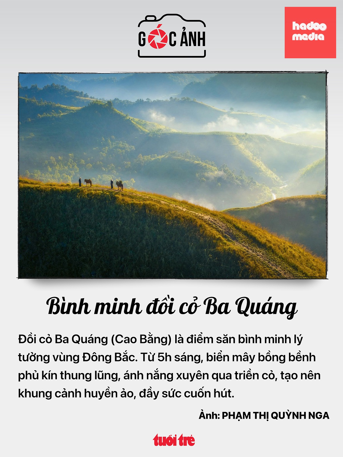 Bình minh đồi cỏ Ba Quáng - Ảnh: PHẠM THỊ QUỲNH NGA