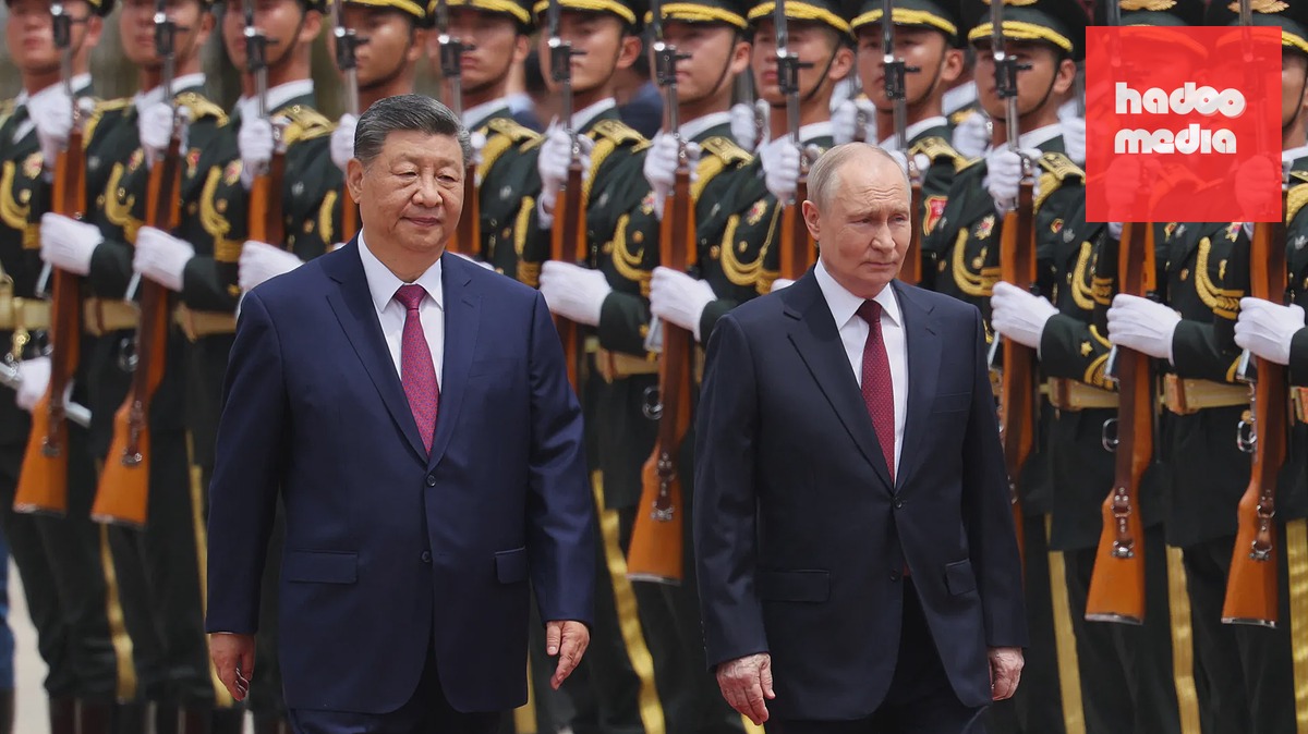 Si Ťin-pching a Vladimir Putin v Pekingu, snímek z 20. května 2026