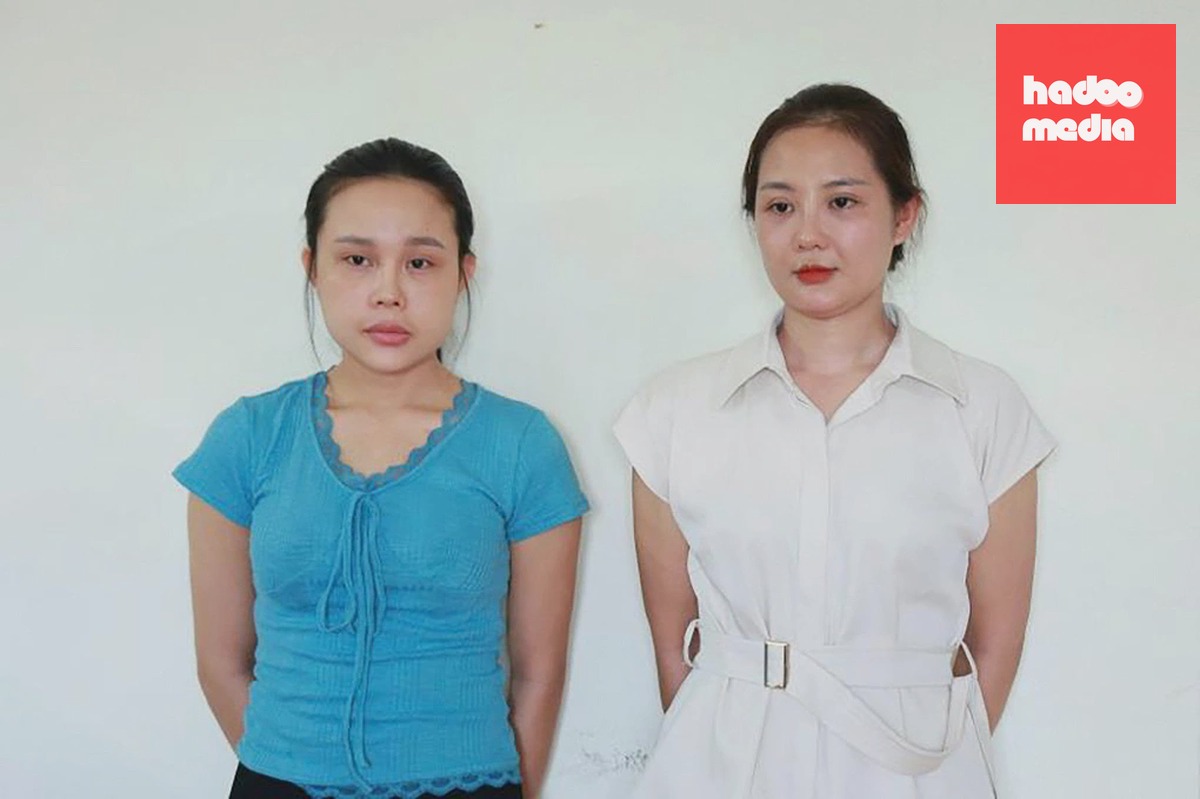 Hai nghi phạm tại cơ quan điều tra. Ảnh: Công an cung cấp